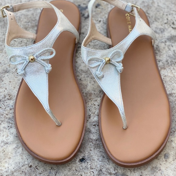 Cole Haan Shoes - Cole Haan Silver Bow Sandals Size 8 1/2